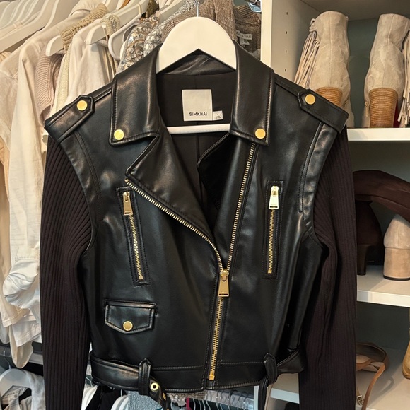 Simkhai Black Leather Women's Jacket - Picture 1 of 8